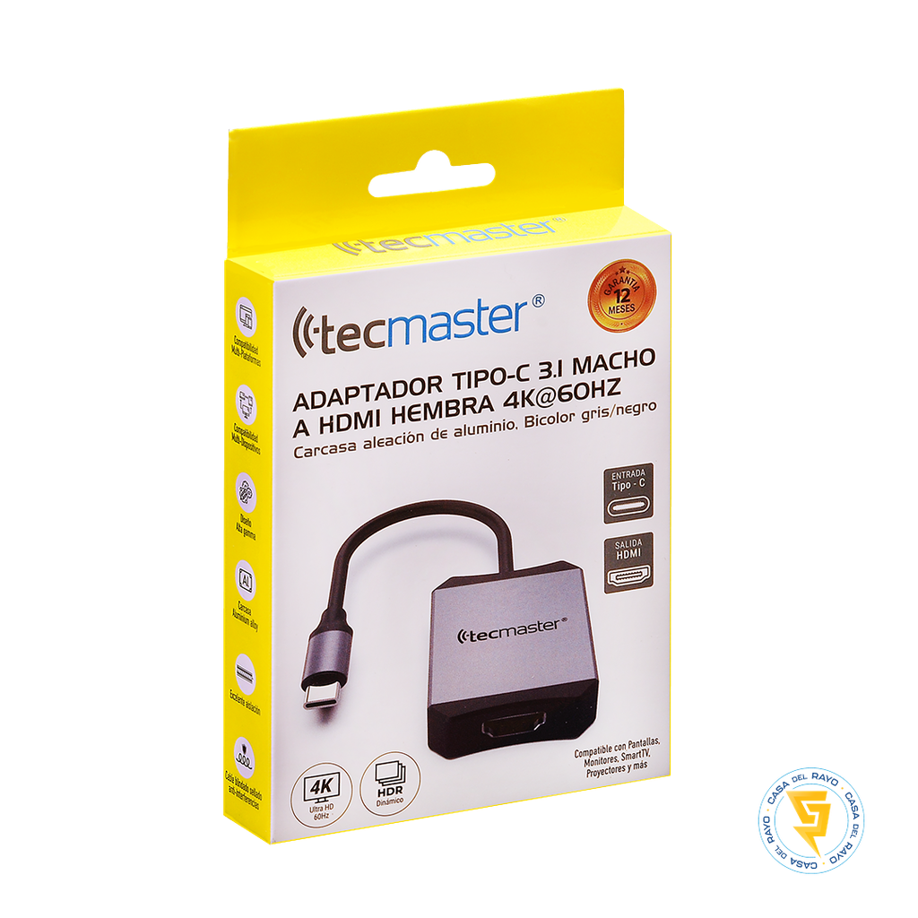 ADAPTADOR TYPE-C MACHO A HDMI HEMBRA 4K TECMASTER