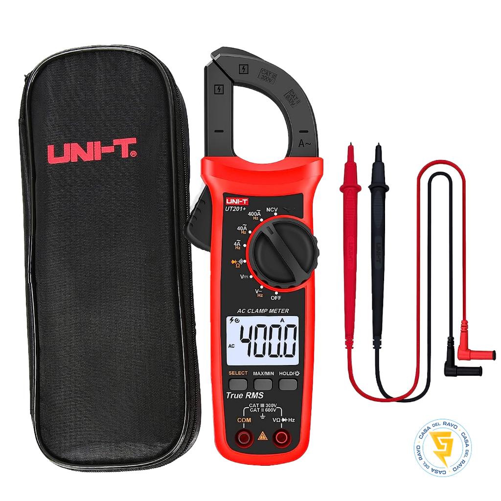 VOLTAMPERIMETRO DE TENAZA (MULTIMETRO,TESTER) UT201+ UNI-T | casadelrayo.cl