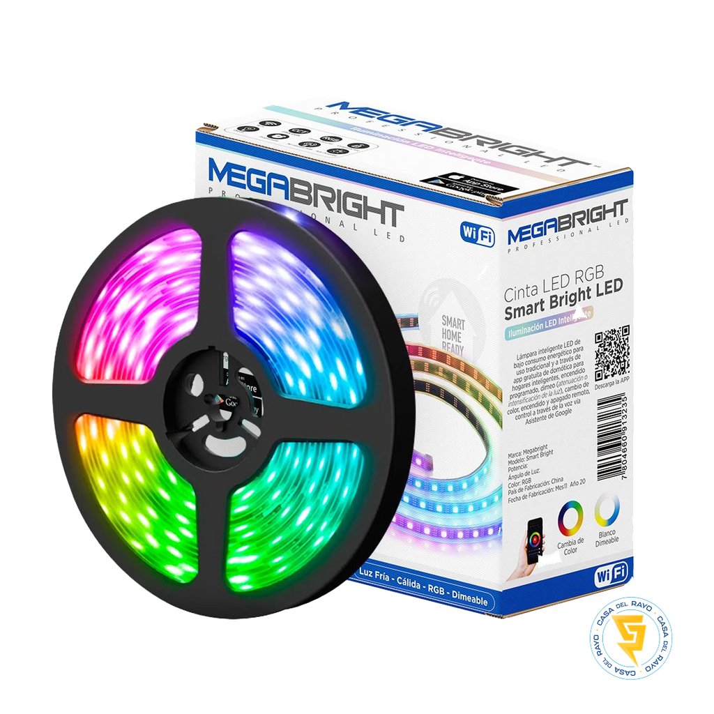 CINTA LED RGB SMART BRIGHT 24W 5Mt MEGABRIGHT