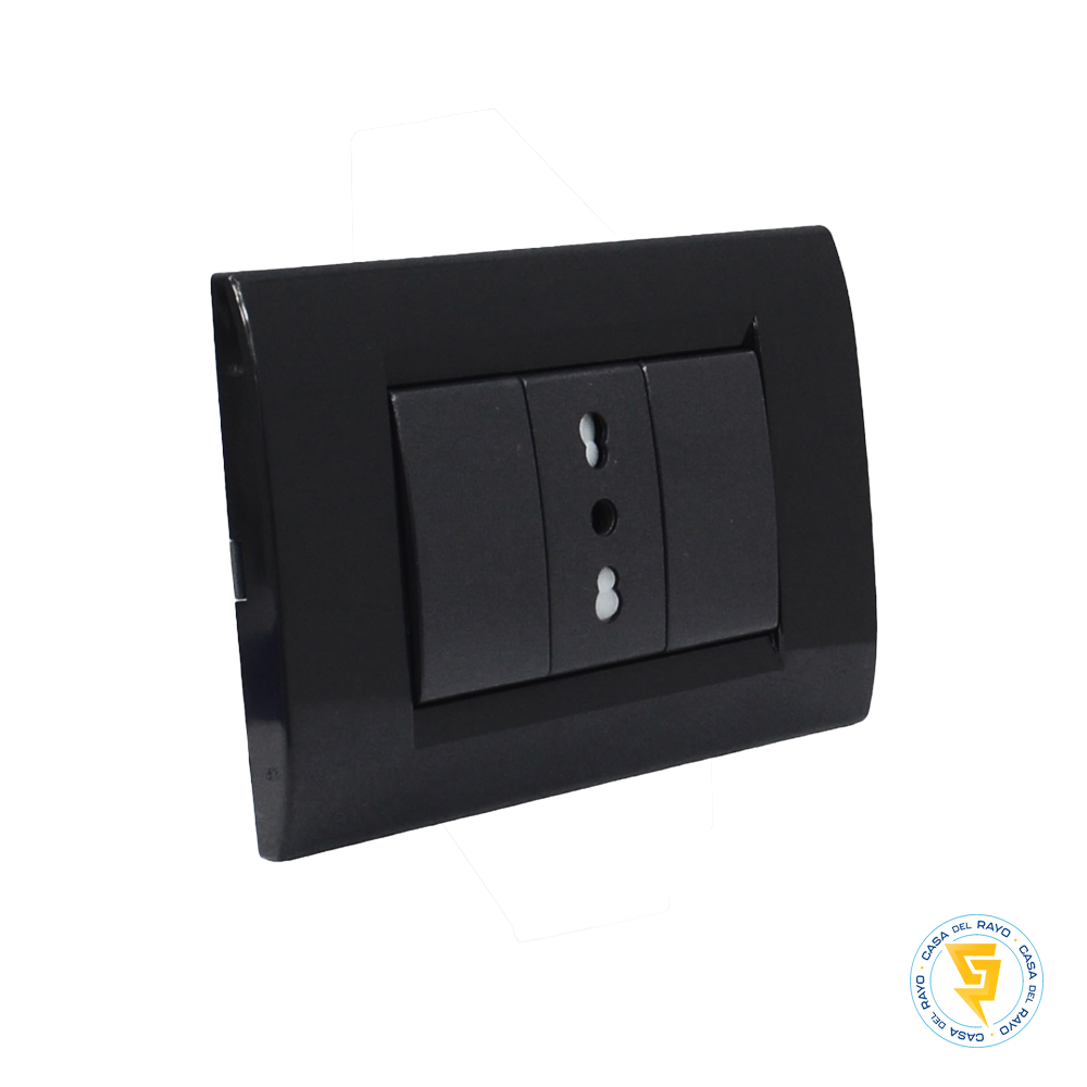 PLACA ENCHUFE SIMPLE 10/16A NEGRO CIVIL KALOP