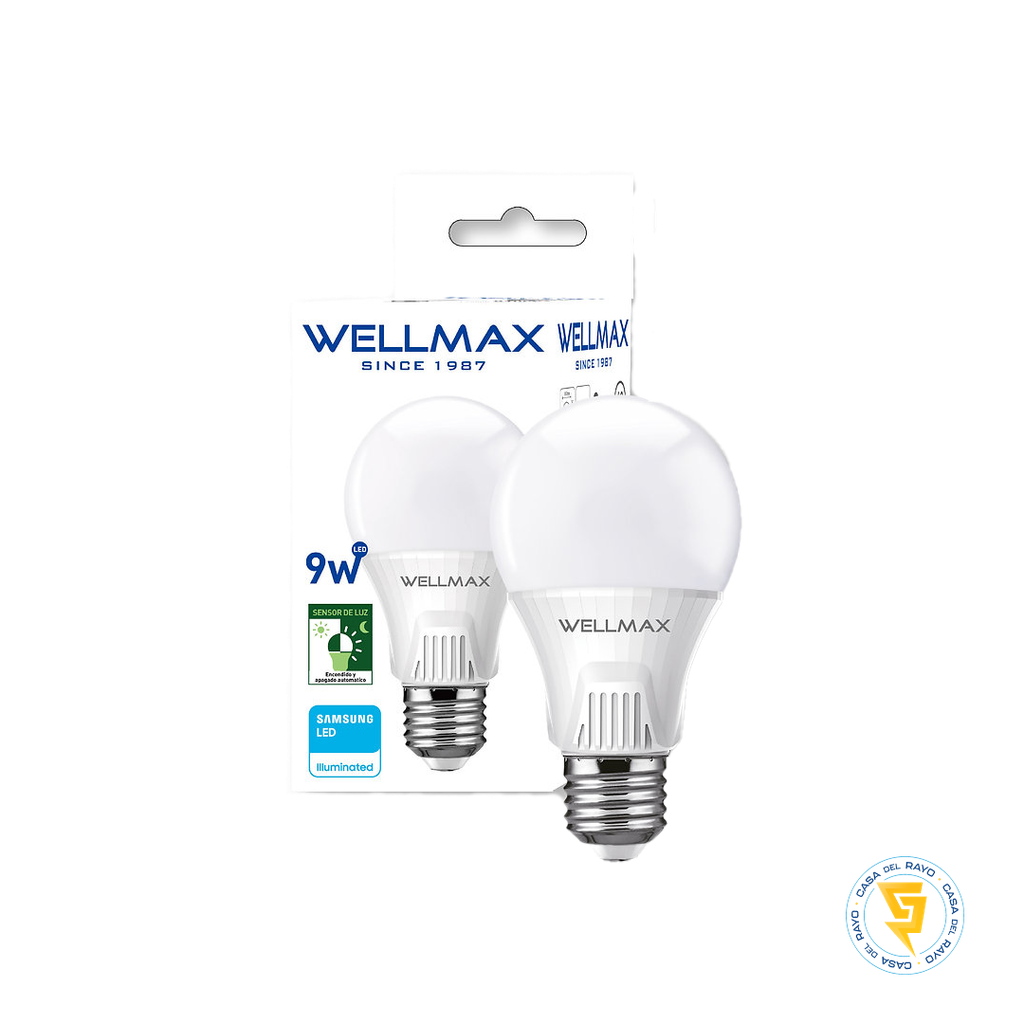 AMPOLLETA LED CON SENSOR CREPUSCULAR 9W/60W E27 WELLMAX 6.500K