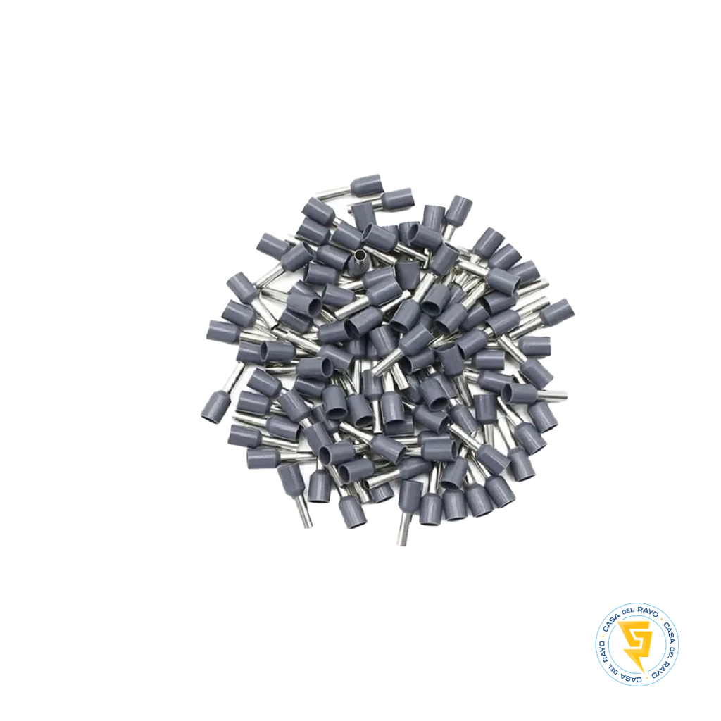 BOLSA TERMINAL FERRUL 2,5MM GRIS EKOLINE - 100 UNIDADES
