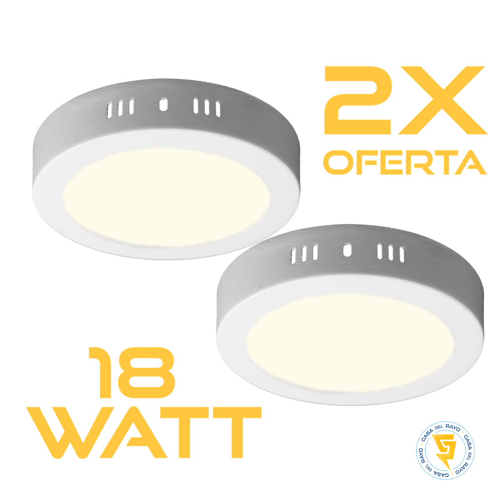 PACK DOS PANELES LED REDONDO SOBREPUESTO 18W MEGABRIGHT