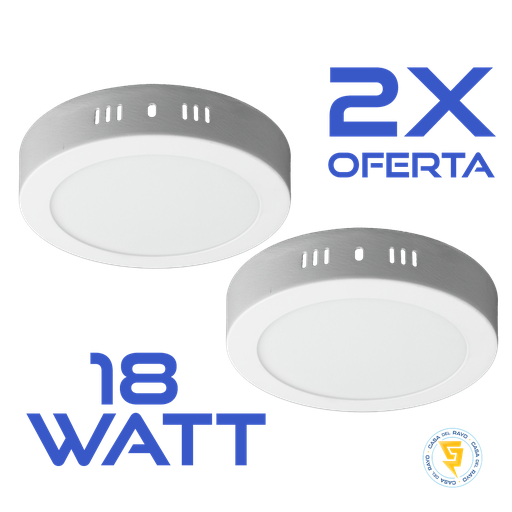 [7804660911200] PACK DOS PANELES LED REDONDO SOBREPUESTO 18W MEGABRIGHT (6500K)