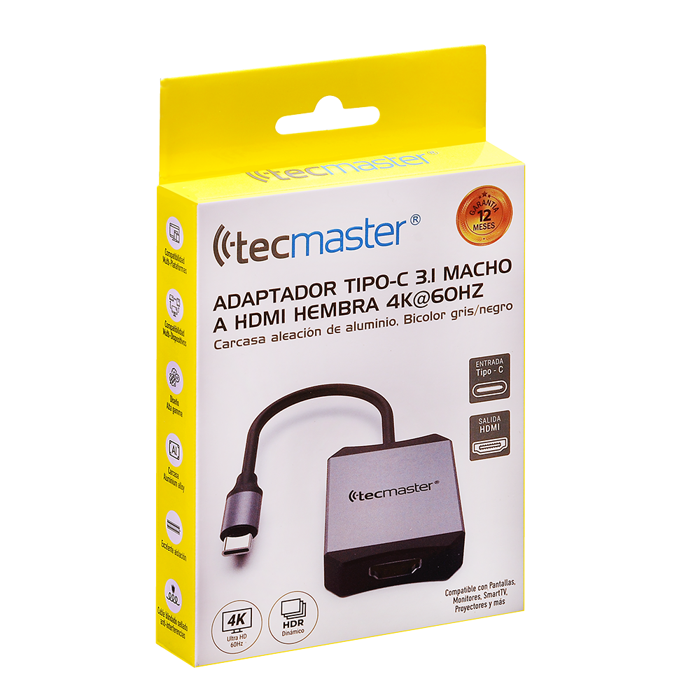 ADAPTADOR TYPE-C MACHO A HDMI HEMBRA 4K TECMASTER