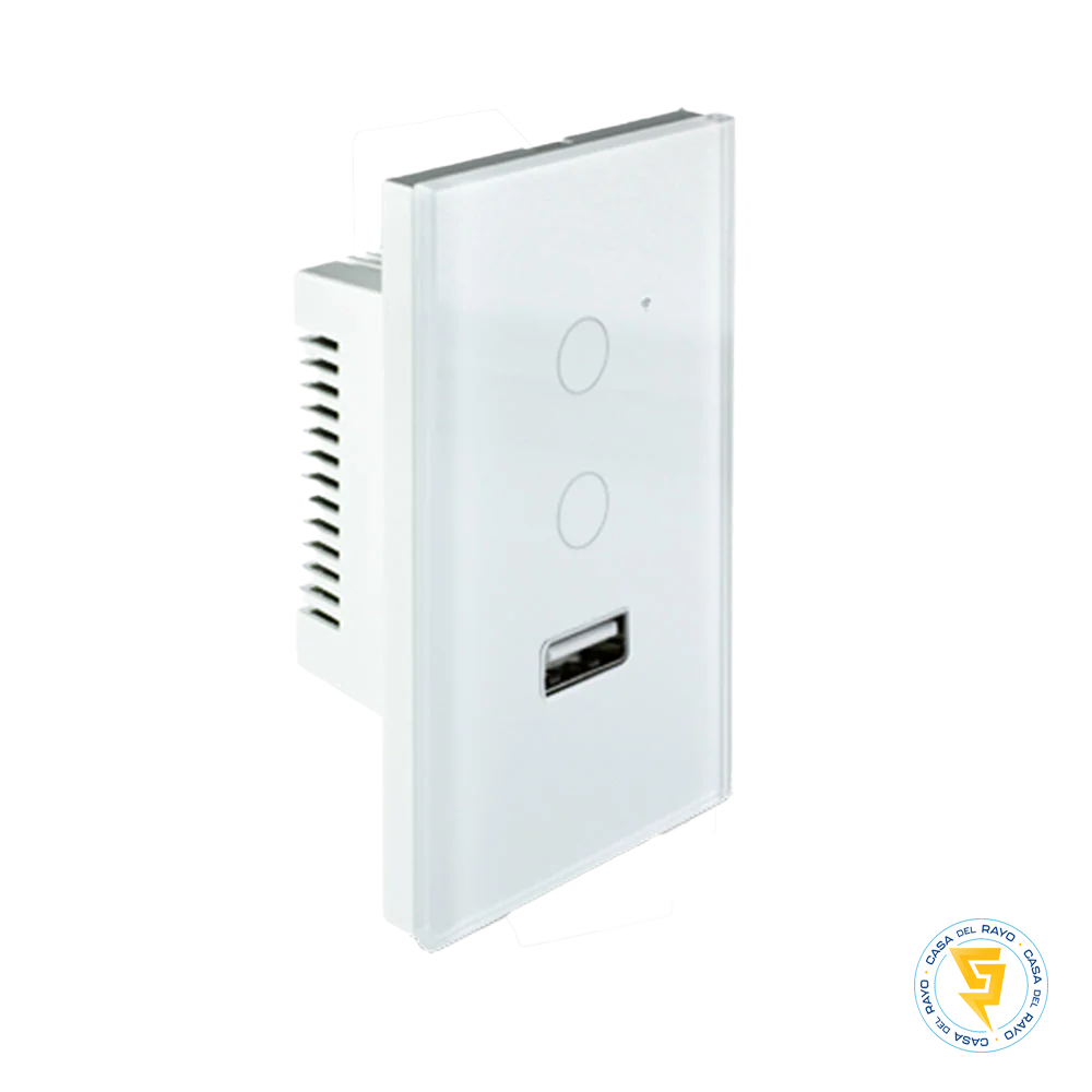 INTERRUPTOR SMART 9/15 + USB TUYA WIFI BLANCO 10A VKB
