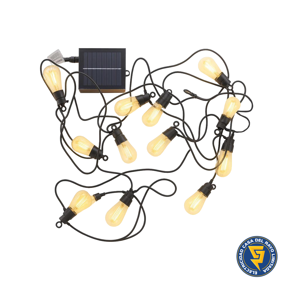 GUIRNALDA LED SOLAR 6.5MTS 10 AMPOLLETAS 2700K MEGABRIGHT