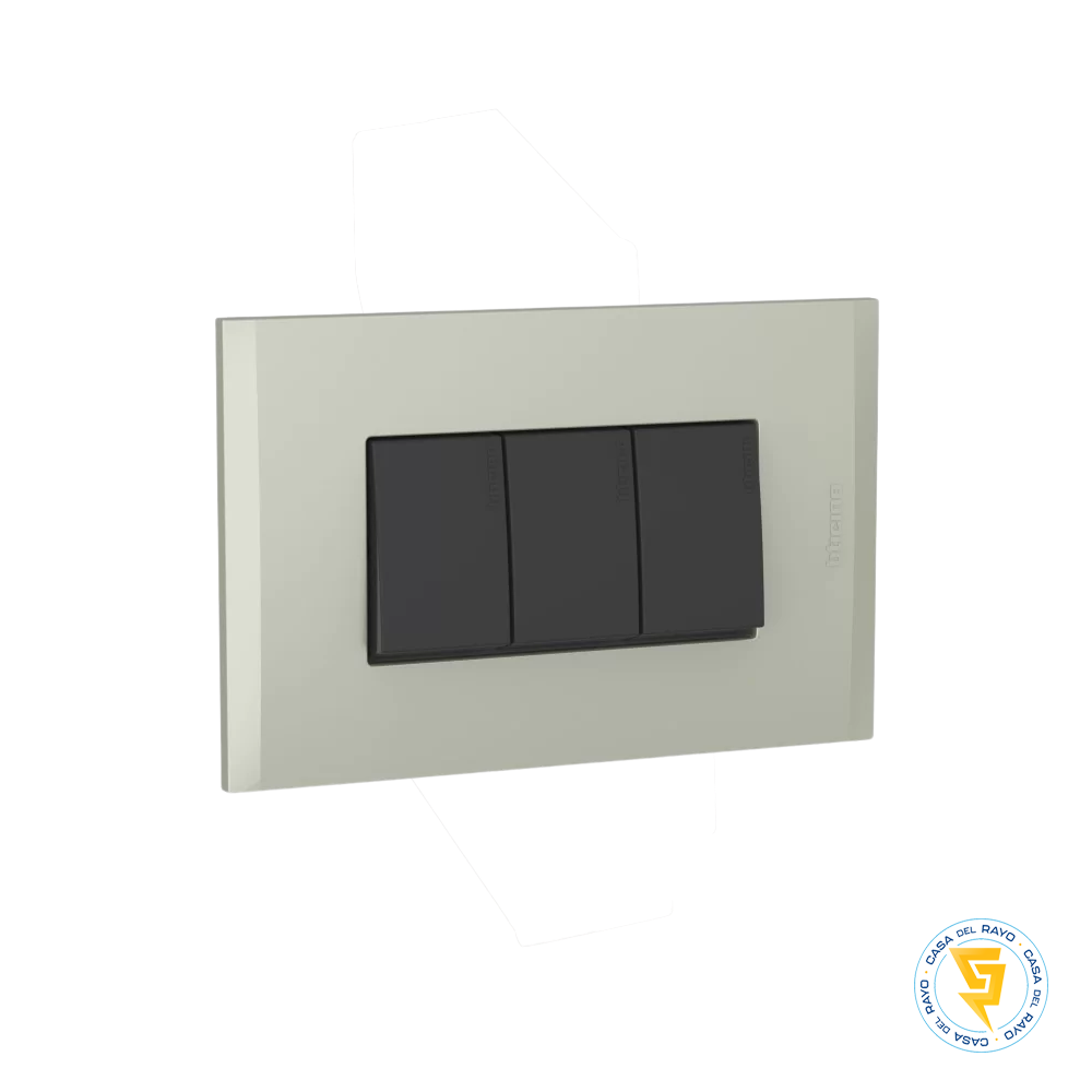 NOBILE PLACA TERRA ARMADA C/INTERRUTOR TRIPLE 9/32 ANTRACITA