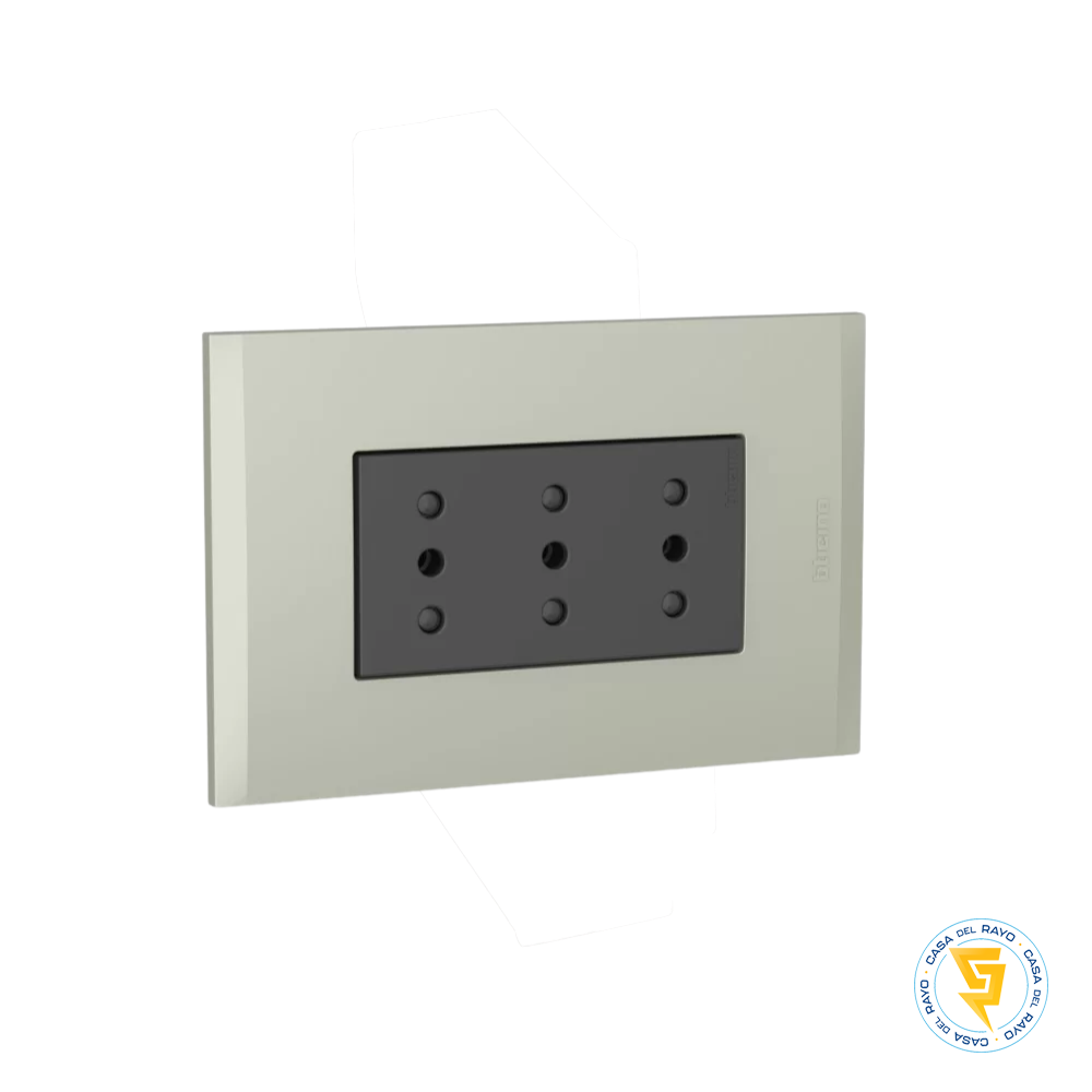NOBILE PLACA TERRA ARMADA C/ENCHUFE TRIPLE 2P+T 10A ANTRACITA