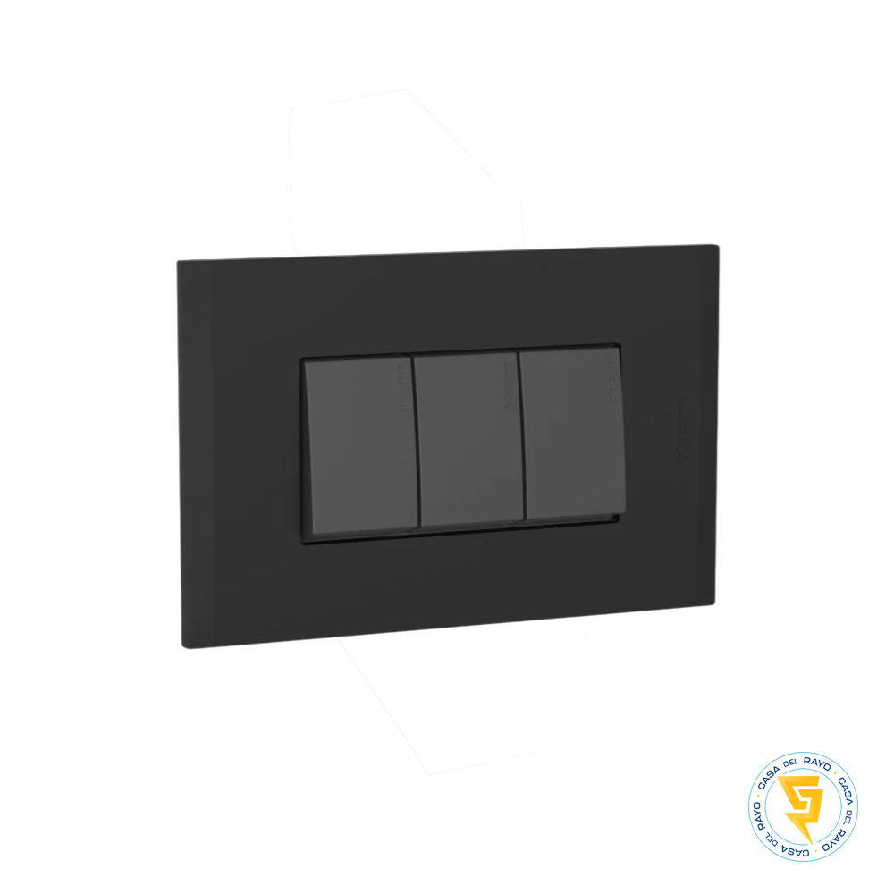 NOBILE PLACA BLACK ARMADA C/INTERRUTOR TRIPLE 9/32 ANTRACITA