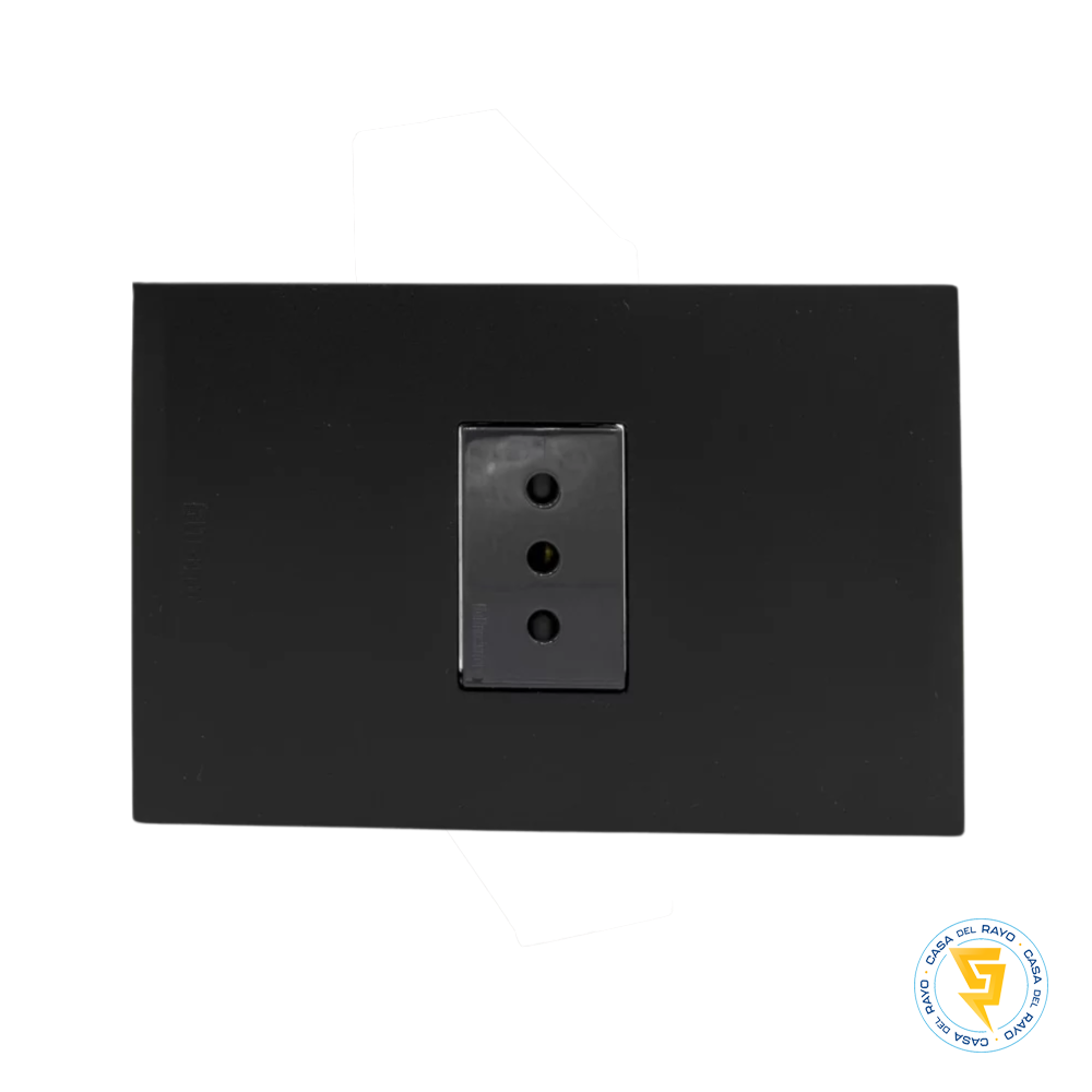 NOBILE PLACA BLACK ARMADA C/ENCHUFE SIMPLE 2P+T 10A ANTRACITA