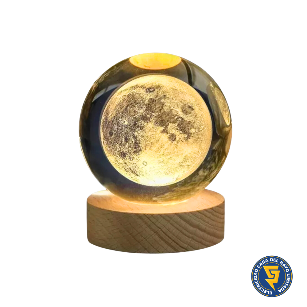 LÁMPARA DE MESA LED BOLA DE CRISTAL 6&quot; LUNA 3000K DC5V USB 1W