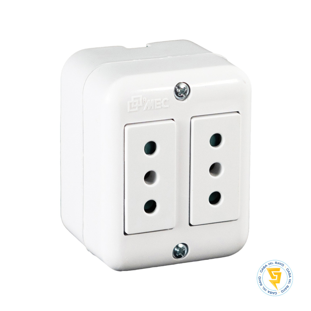 ENCHUFE HEMBRA DOBLE SOBREPUESTO 2P+T 10A ARIS BLANCO MEC