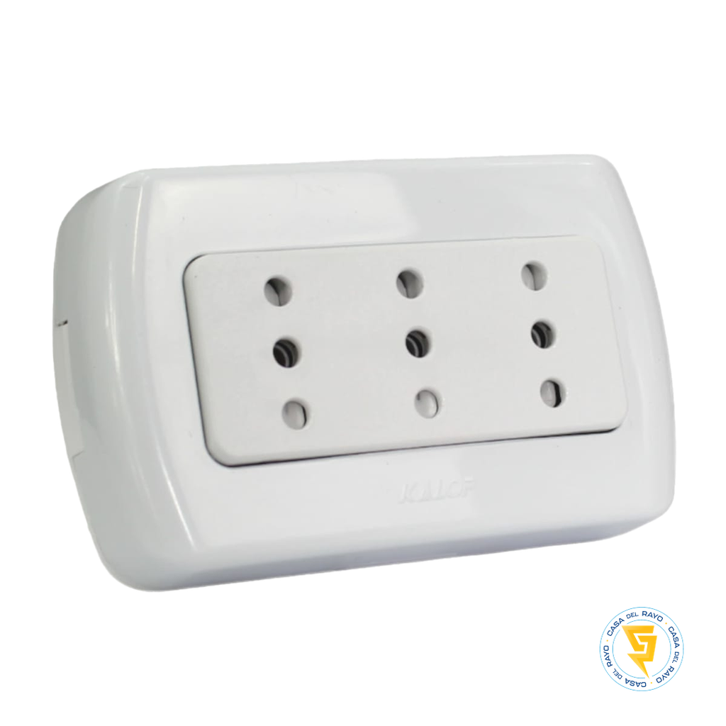 ENCHUFE TRIPLE 2P+T 10A SOBREPUESTO TEKNA BLANCO KALOP