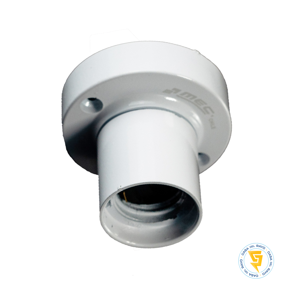 BASE RECTA PVC E27 BLANCO MEC