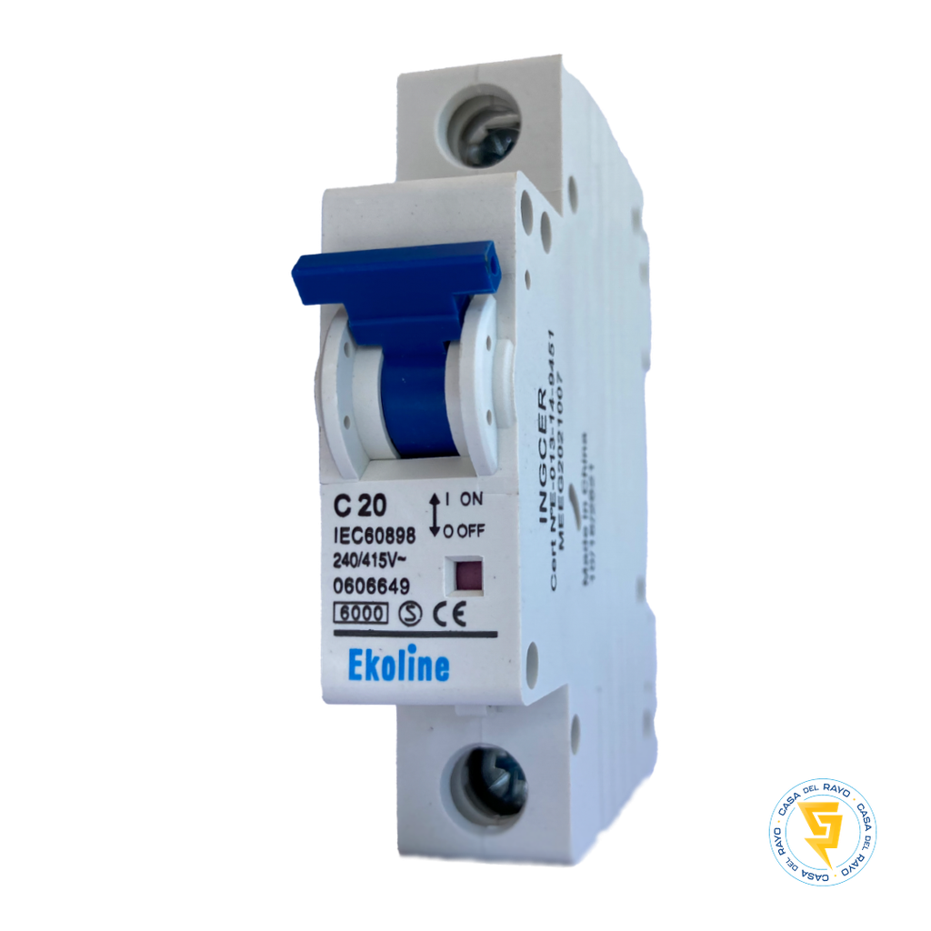 INTERRUPTOR AUTOMATICO MONOFASICO 1X20A/ CURVA C - 6K EKOLINE