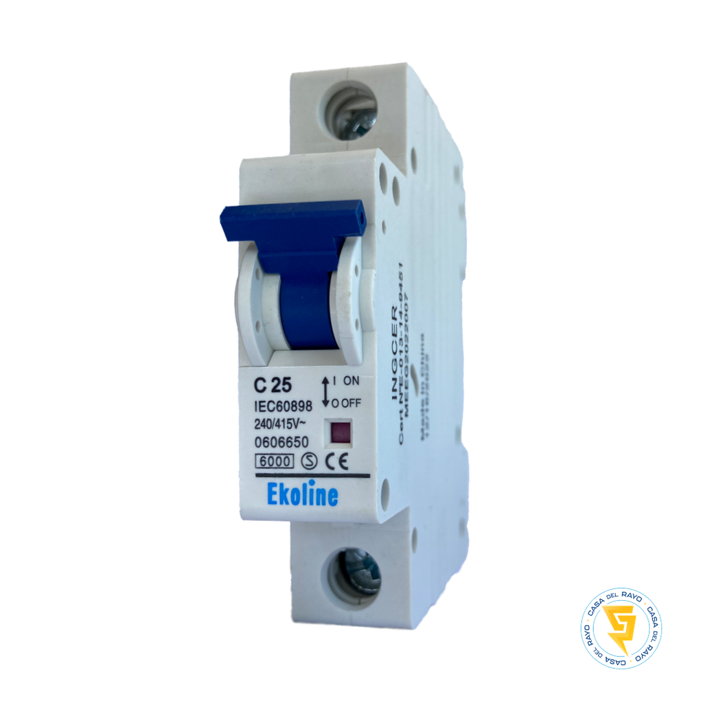 INTERRUPTOR AUTOMATICO MONOFASICO 1X25A/ CURVA C - 6K EKOLINE