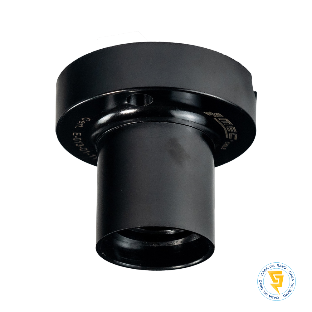 BASE RECTA PVC E27 NEGRO MEC