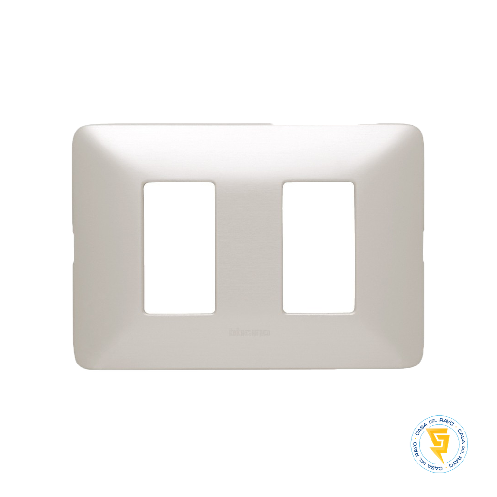 PLACA 2 MODULO MATIX ALUMINIO NATURAL BTICINO (SIN SOPORTE)