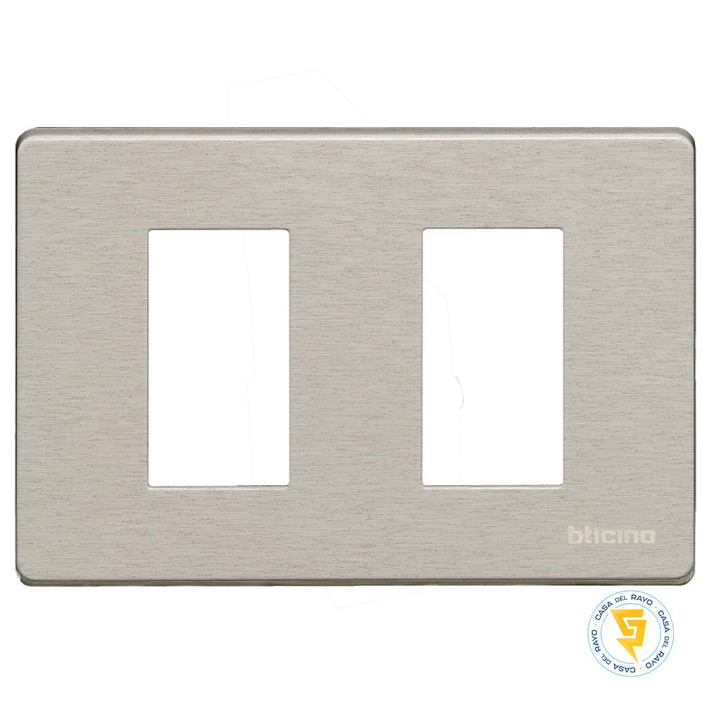 PLACA 2 MODULO MAGIC ALUMINIO OXIDAL BTICINO (SIN SOPORTE)