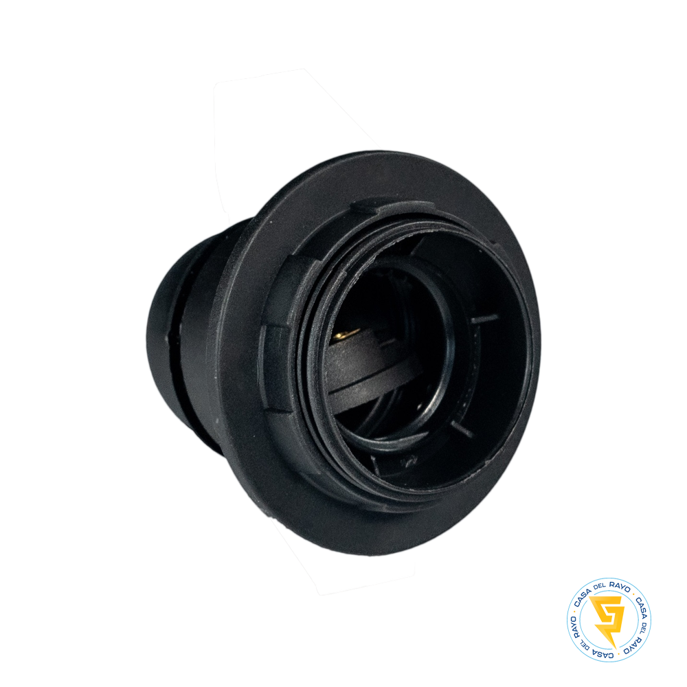 PORTALAMPARA CON ANILLO E27 NEGRO MEC