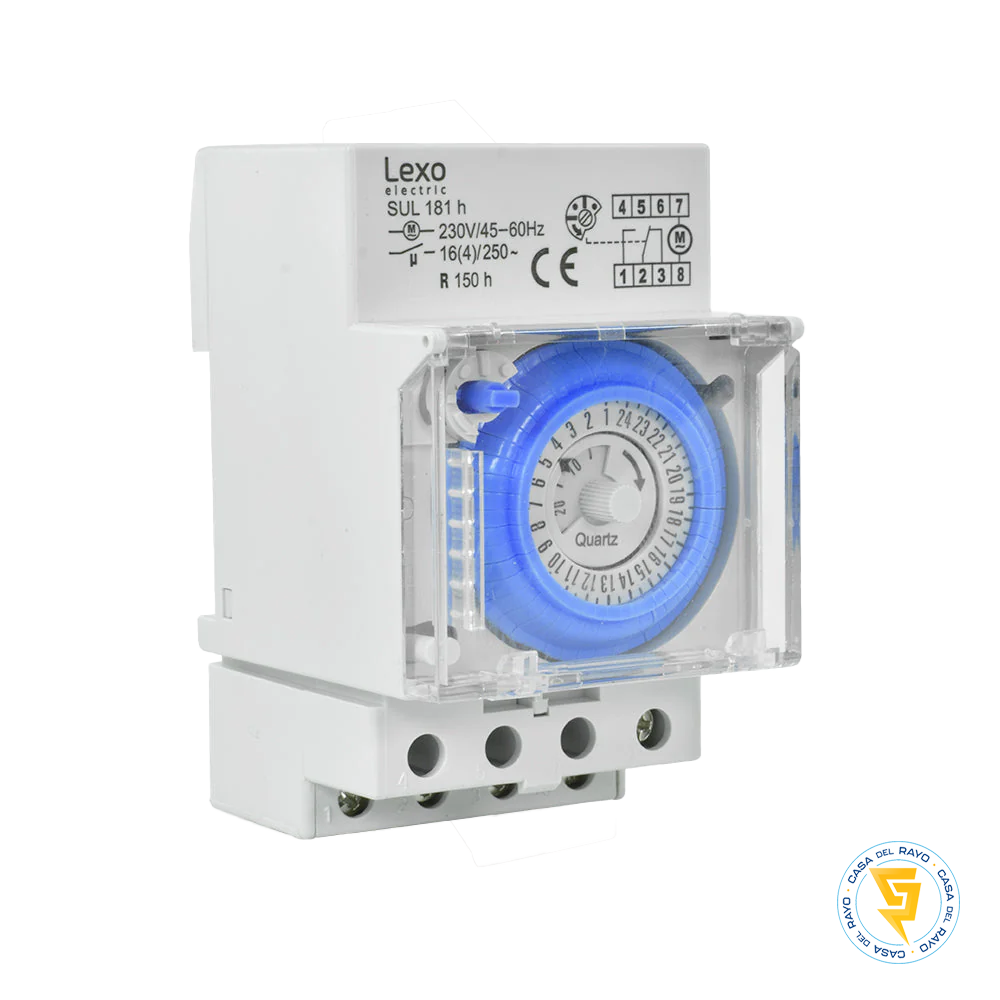 INTERRUPTOR HORARIO ANALOGO 16A/230V 3 PUESTOS LEXO (TIMER SWITCH)