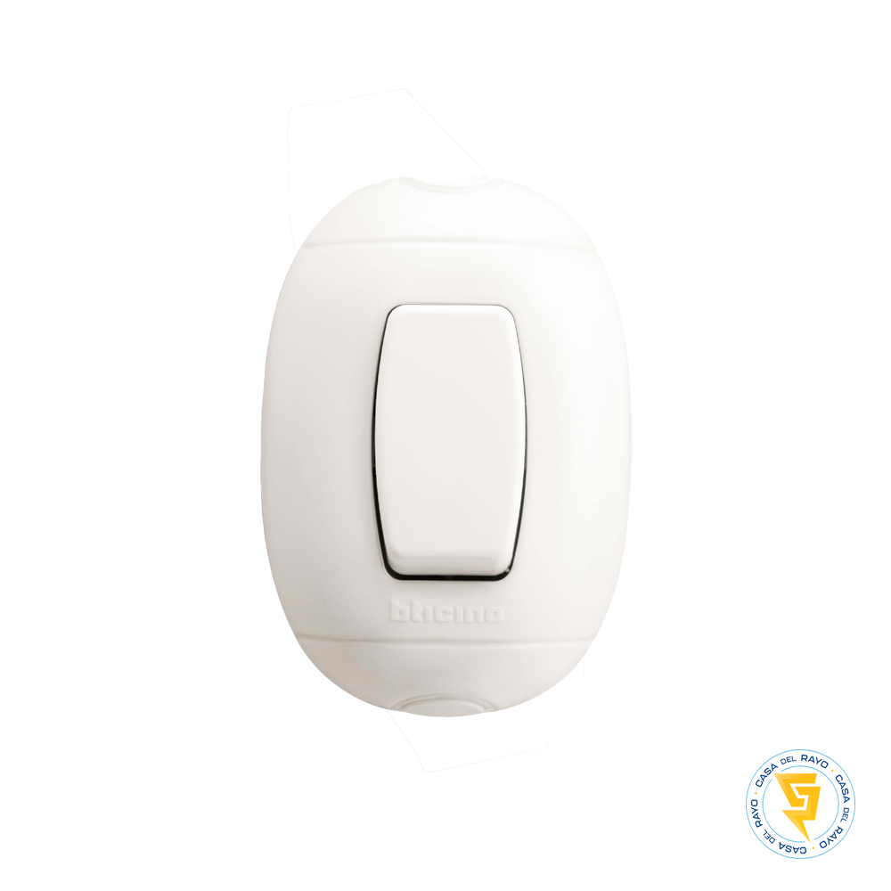 INTERRUPTOR SENCILLO SOBREPUESTO 9/24 10A LINEA OVAL BLANCO BTICINO