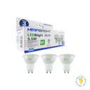 AMPOLLETAS LED GU10 5.5W 4000K° PACK 3 UNIDADES MEGABRIGHT