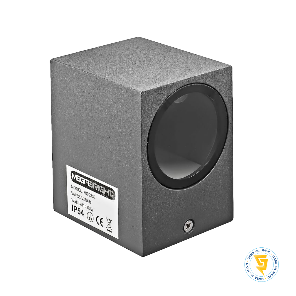 APLIQUE MURO EXTERIOR BASE GU-10 GRAFITO MATE MEGABRIGHT