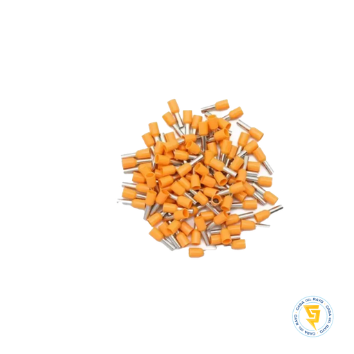 [0607499] BOLSA TERMINAL FERRUL 4MM NARANJO EKOLINE - 100 UNIDADES