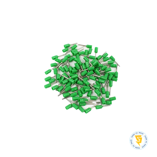 [0607500] BOLSA TERMINAL FERRUL 6MM VERDE EKOLINE - 100 UNIDADES