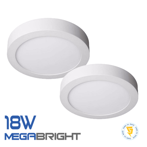 PACK DOS PANELES LED REDONDO SOBREPUESTO 18W MEGABRIGHT