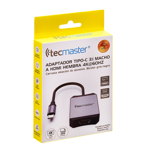 [TM-100540] ADAPTADOR TYPE-C MACHO A HDMI HEMBRA 4K TECMASTER