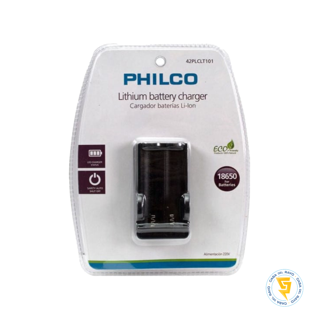 CARGADOR DE BATERIAS LIION P/ BATERIA 18650 PHILCO casadelrayo.cl