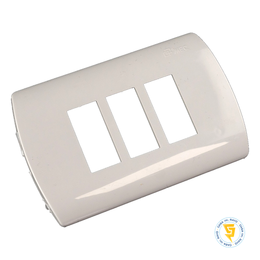 [0600PA0578] PLACA 3 MODULOS C/SOPORTE BLANCO ARIS MEC