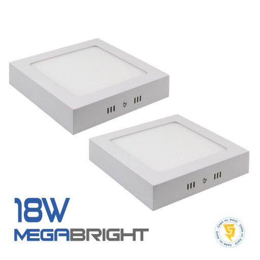 PACK DOS PANELES LED CUADRADO SOBREPUESTO 18W MEGABRIGHT