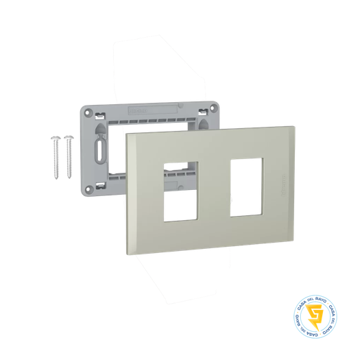 [AF5S2TI] NOBILE TERRA BTICINO PLACA 2P CON SOPORTE