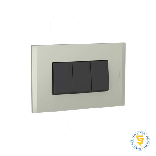 [AF2300EATI] NOBILE PLACA TERRA ARMADA C/INTERRUTOR TRIPLE 9/32 ANTRACITA