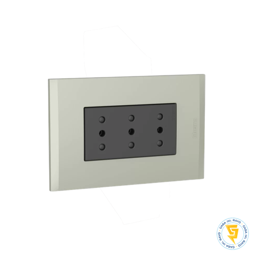 [AF2113EATI] NOBILE PLACA TERRA ARMADA C/ENCHUFE TRIPLE 2P+T 10A ANTRACITA