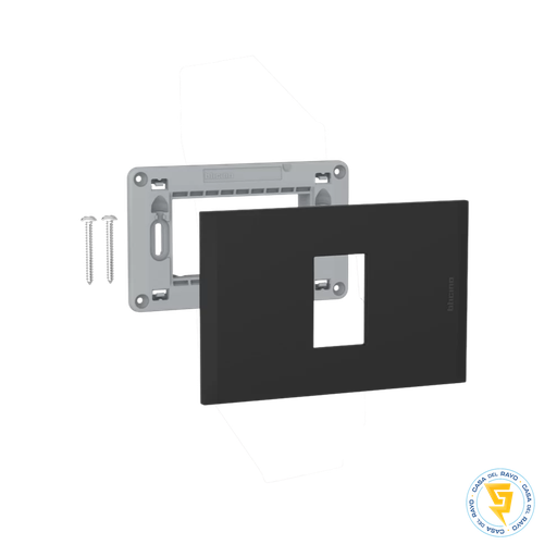 [AF5S1NG] PLACA 1P CON SOPORTE BLACK NOBILE BTICINO