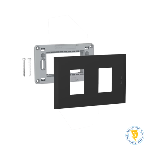 [AF5S2NG] NOBILE BLACK BTICINO PLACA 2P CON SOPORTE