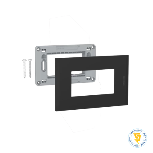 [AF5S3NG] PLACA 3P CON SOPORTE BLACK NOBILE BTICINO