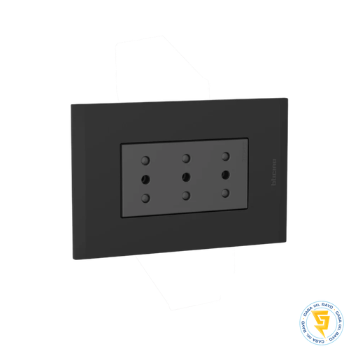 [AF2113E3ANG] NOBILE PLACA BLACK ARMADA C/ENCHUFE TRIPLE 2P+T 10A ANTRACITA