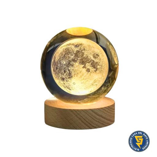 [76903005] LÁMPARA DE MESA LED BOLA DE CRISTAL 6&quot; LUNA 3000K DC5V USB 1W