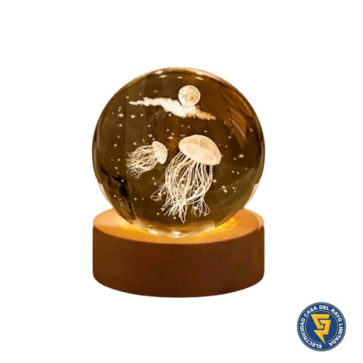 [76883003] LÁMPARA DE MESA LED BOLA DE CRISTAL 6&quot; MEDUSA 3000K DC5V USB 1W