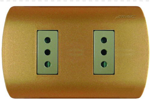 [0200TA0532] ENCHUFE HEMBRA DOBLE 2P+T 10A ARIS DORADO MEC