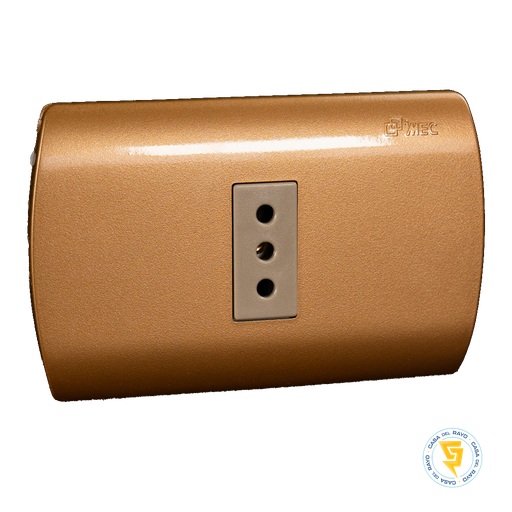 [0200TA0531] ENCHUFE HEMBRA SENCILLO 2P+T 10A ARIS DORADO MEC