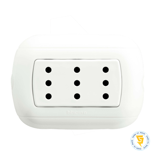 [P93B] ENCHUFE TRIPLE SOBREPUESTO 10A BLANCO BTICINO OVAL