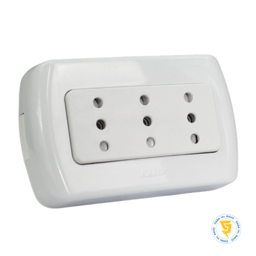 [07KS39673] ENCHUFE TRIPLE 2P+T 10A SOBREPUESTO TEKNA BLANCO KALOP