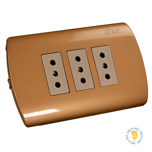 [0200TA0533] ENCHUFE HEMBRA TRIPLE 2P+T 10A ARIS DORADO MEC